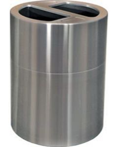Imprezza ALMOR60 Aluminum Open Top Dual Stream Recycling Container - 56 Gallon Capacity - Satin Aluminum