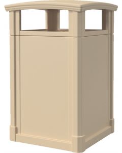 MAV44DTBEI Dome Lid Trash Can - 44 Gallon Capacity - 27 3/4" Sq. x 45" H - Beige in Color