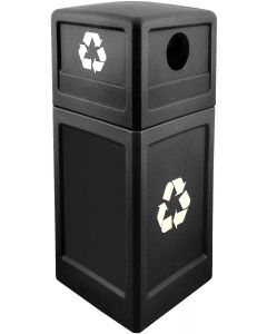 P42SQDTRECBLA Dome Lid Recycling Can - 42 Gallon Capacity - 18 1/2" Sq. x 41 3/4" H - Black in Color