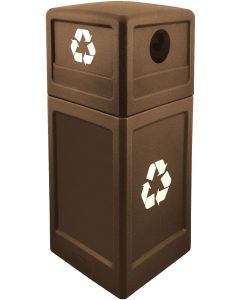 P42SQDTRECBRO Dome Lid Recycling Can - 42 Gallon Capacity - 18 1/2" Sq. x 41 3/4" H - Bronze in Color