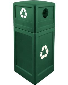 P42SQDTRECGRN Dome Lid Recycling Can - 42 Gallon Capacity - 18 1/2" Sq. x 41 3/4" H - Dark Green in Color