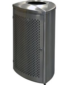 TRO21SSPL Triangular Curved Open Top Trash Can - 21 Gallon Capacity - Satin Stainless Steel
