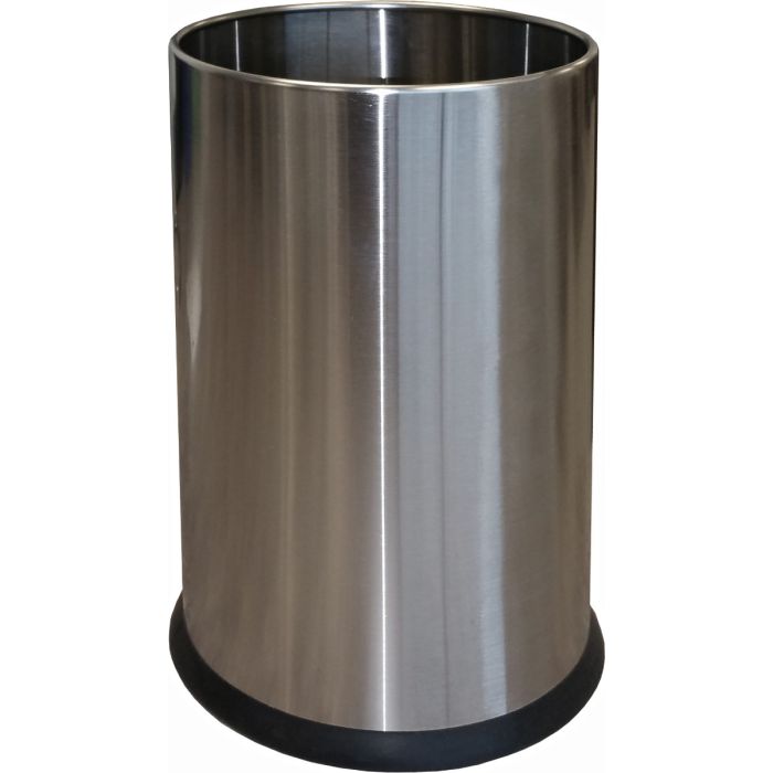 SSWB25SS Single Sided Wastebasket - 2 1/2 Gallon Capacity - 7 5/8" Dia. x 12" H - Stainless Steel