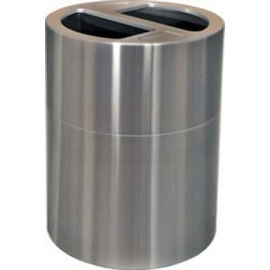 Imprezza ALMOR60 Aluminum Open Top Dual Stream Recycling Container - 56 Gallon Capacity - Satin Aluminum