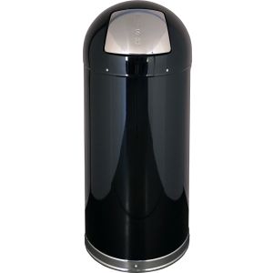 DT15BLKGL Dome Top Bullet Trash Can - 15 Gallon Capacity - 15 3/8" Dia. x 34 1/2" H - Black in Color