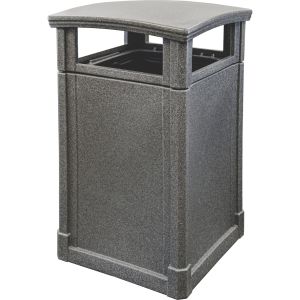 MAV44DTBGNT Dome Lid Trash Can - 44 Gallon Capacity - 27 3/4" Sq. x 45" H - Black Granite in Color