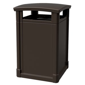 MAV44DTJAVA Dome Lid Trash Can - 44 Gallon Capacity - 27 3/4" Sq. x 45" H - Dark Brown in Color