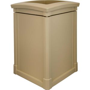 MAV44OTBEI Open Top Trash Can - 44 Gallon Capacity - 27 3/4" Sq. x 40" H - Beige in Color