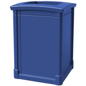 MAV44OTBLU Open Top Trash Can - 44 Gallon Capacity - 27 3/4" Sq. x 40" H - Blue in Color