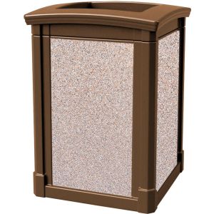 MAV44OTBROCBL Open Top Trash Can with Cobblestone Panels - 44 Gallon Capacity - 27 3/4" Sq. x 40" H - Bronze in Color