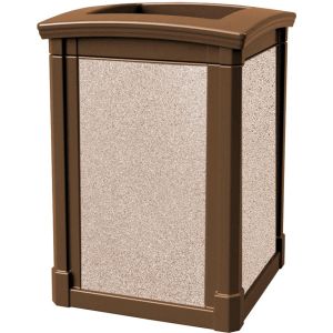 MAV44OTBRORVR Open Top Trash Can with Riverstone Panels - 44 Gallon Capacity - 27 3/4" Sq. x 40" H - Bronze in Color