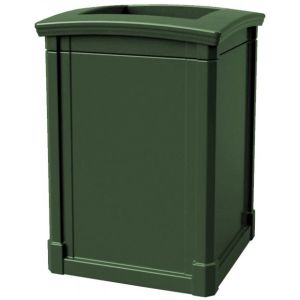 MAV44OTGRN Open Top Trash Can - 44 Gallon Capacity - 27 3/4" Sq. x 40" H - Dark Green in Color