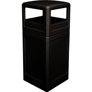 P42SQDTBLA Dome Lid Trash Can - 42 Gallon Capacity - 18 1/2" Sq. x 41 3/4" H - Black in Color