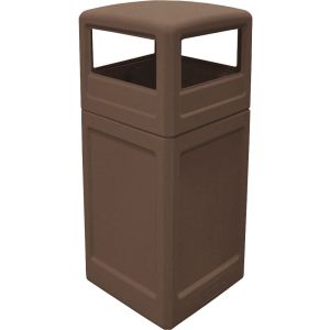 P42SQDTBRO Dome Lid Trash Can - 42 Gallon Capacity - 18 1/2" Sq. x 41 3/4" H - Bronze in Color