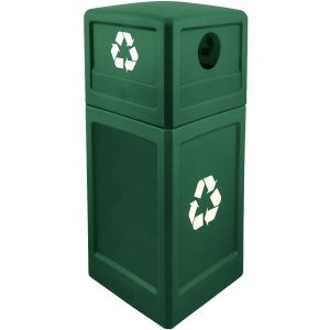 P42SQDTRECGRN Dome Lid Recycling Can - 42 Gallon Capacity - 18 1/2" Sq. x 41 3/4" H - Dark Green in Color