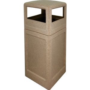 Imprezza P42SQDTRVRSTN Dome Lid Trash Can - 42 Gallon Capacity - 18 1/2" Sq. x 41 3/4" H - Riverstone in Color