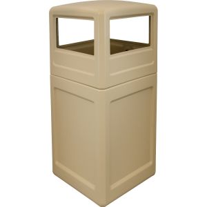 P52SQDTBEI Dome Lid Trash Can - 52 Gallon Capacity - 20 1/2" Sq. x 45 1/2" H - Beige in Color