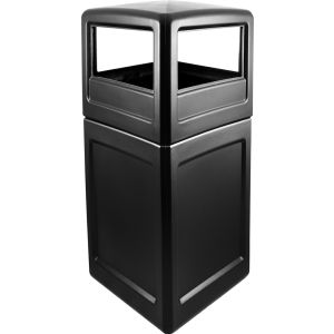P52SQDTBLA Dome Lid Trash Can - 52 Gallon Capacity - 20 1/2" Sq. x 45 1/2" H - Black in Color