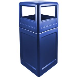 P52SQDTBLU Dome Lid Trash Can - 52 Gallon Capacity - 20 1/2" Sq. x 45 1/2" H - Blue in Color