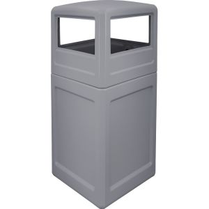 P52SQDTGRAY Dome Lid Trash Can - 52 Gallon Capacity - 20 1/2" Sq. x 45 1/2" H - Gray in Color