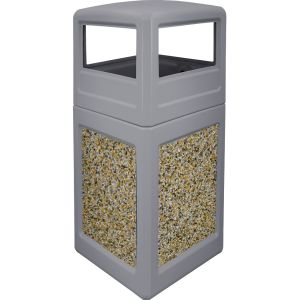 P52SQDTGRAAG Dome Lid Trash Can - 52 Gallon Capacity - 20 1/2" Sq. x 45 1/2" H - Gray in Color with Aggregate Panels
