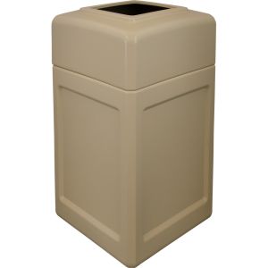 P52SQOTBEI Open Top Trash Can - 52 Gallon Capacity - 20 1/2" Sq. x 36 1/2" H - Beige in Color