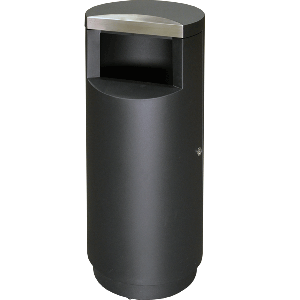 SE12BKGL Side Entry Trash Can - 12 Gallon Capacity - 15 3/4" Dia. x 35 1/2" H - Black with Stainless Steel Accents