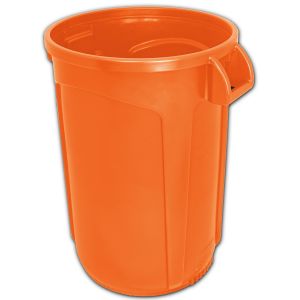 VCR20ORG-HD Vulcan HD Heavy Duty Round Container with Venting Channels - 20 Gallon Capacity - 19 1/2" Dia. x 23 1/2" H - Orange in Color