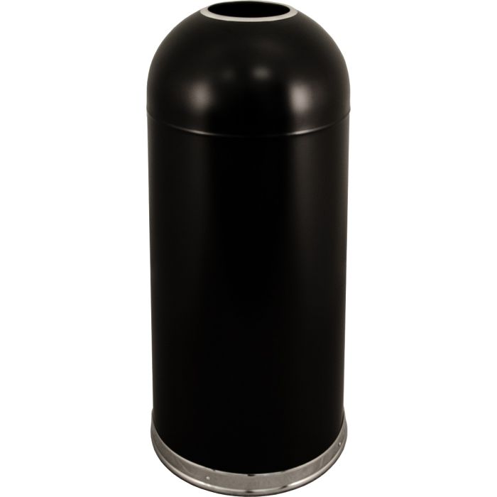 DOT15BKGL Bullet Dome Open Top Waste Can - 15 Gallon Capacity - 15" Dia. x 35 1/2" H - Black in Color