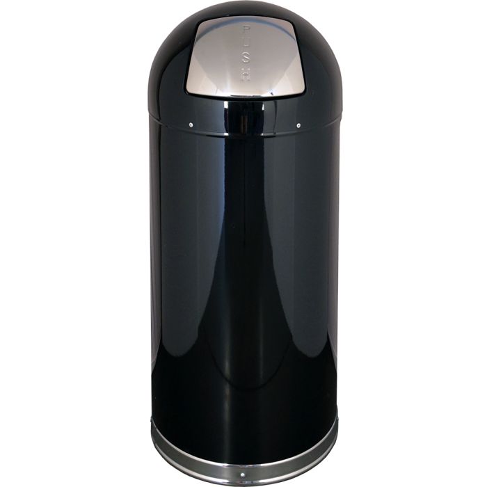 DT15BLKGL Dome Top Bullet Trash Can - 15 Gallon Capacity - 15 3/8" Dia. x 34 1/2" H - Black in Color