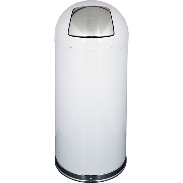 DT15WHIGL Dome Top Bullet Trash Can - 15 Gallon Capacity - 15 3/8" Dia. x 34 1/2" H - White in Color
