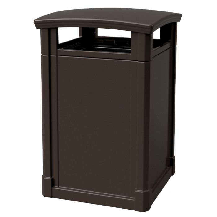 MAV44DTJAVA Dome Lid Trash Can - 44 Gallon Capacity - 27 3/4" Sq. x 45" H - Dark Brown in Color