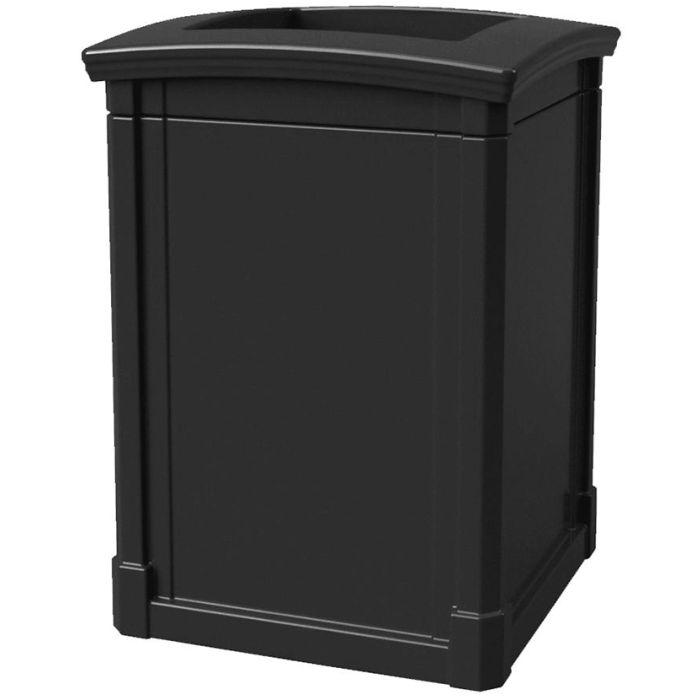 MAV44OTBLA Open Top Trash Can - 44 Gallon Capacity - 27 3/4" Sq. x 40" H - Black in Color