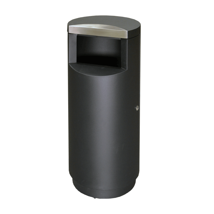 SE12BKGL Side Entry Trash Can - 12 Gallon Capacity - 15 3/4" Dia. x 35 1/2" H - Black with Stainless Steel Accents