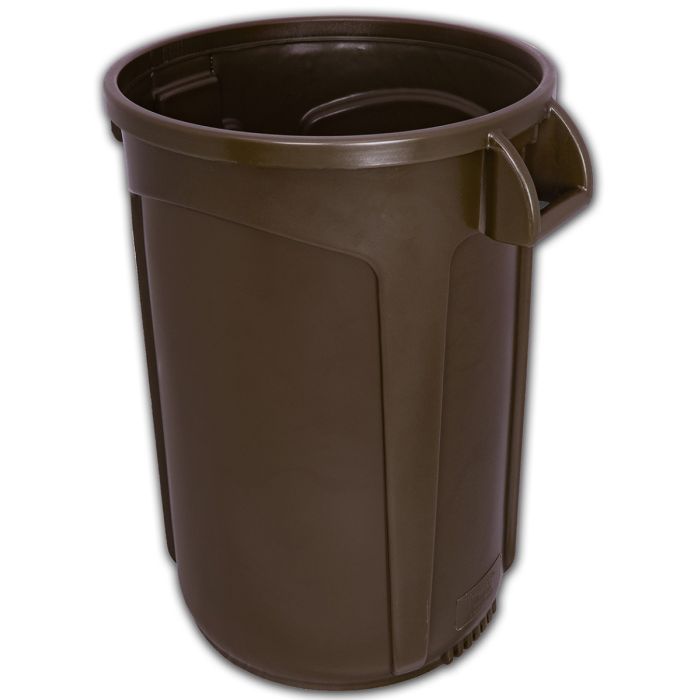 VCR20JAVA-HD Vulcan HD Heavy Duty Round Container with Venting Channels - 20 Gallon Capacity - 19 1/2" Dia. x 23 1/2" H - Dark Brown in Color