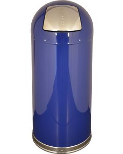 DT15BLUGL Dome Top Bullet Trash Can - 15 Gallon Capacity - 15 3/8" Dia. x 34 1/2" H - Blue in Color