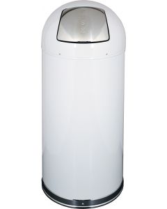 DT15WHIGL Dome Top Bullet Trash Can - 15 Gallon Capacity - 15 3/8" Dia. x 34 1/2" H - White in Color