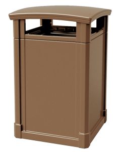 MAV44DTBRO Dome Lid Trash Can - 44 Gallon Capacity - 27 3/4" Sq. x 45" H - Bronze in Color