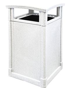MAV44DTWGNT Dome Lid Trash Can - 44 Gallon Capacity - 27 3/4" Sq. x 45" H - White Granite in Color