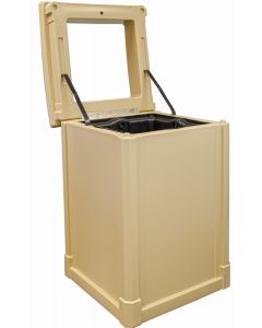 MAV44OTBLACBL Open Top Trash Can with Cobbletone Panels - 44 Gallon Capacity - 27 3/4" Sq. x 40" H - Black in Color