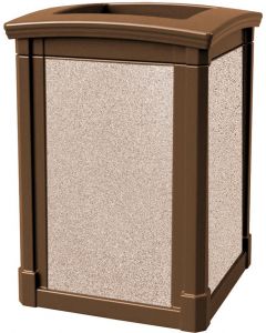 MAV44OTBRORVR Open Top Trash Can with Riverstone Panels - 44 Gallon Capacity - 27 3/4" Sq. x 40" H - Bronze in Color