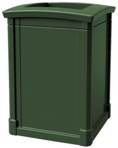 MAV44OTGRN Open Top Trash Can - 44 Gallon Capacity - 27 3/4" Sq. x 40" H - Dark Green in Color