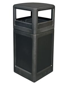 P42SQDTBLA Dome Lid Trash Can - 42 Gallon Capacity - 18 1/2" Sq. x 41 3/4" H - Black in Color