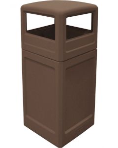 P42SQDTBRO Dome Lid Trash Can - 42 Gallon Capacity - 18 1/2" Sq. x 41 3/4" H - Bronze in Color