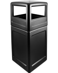P52SQDTBLA Dome Lid Trash Can - 52 Gallon Capacity - 20 1/2" Sq. x 45 1/2" H - Black in Color