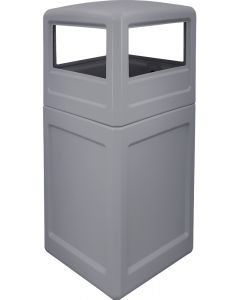 P52SQDTGRAY Dome Lid Trash Can - 52 Gallon Capacity - 20 1/2" Sq. x 45 1/2" H - Gray in Color