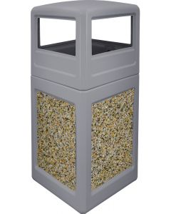 P52SQDTGRAAG Dome Lid Trash Can - 52 Gallon Capacity - 20 1/2" Sq. x 45 1/2" H - Gray in Color with Aggregate Panels