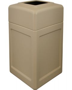 P52SQOTBEI Open Top Trash Can - 52 Gallon Capacity - 20 1/2" Sq. x 36 1/2" H - Beige in Color
