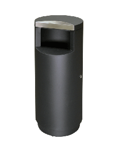 SE12BKGL Side Entry Trash Can - 12 Gallon Capacity - 15 3/4" Dia. x 35 1/2" H - Black with Stainless Steel Accents