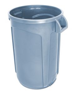 VCR44GRAY-HD Vulcan HD Heavy Duty Round Container with Venting Channels - 44 Gallon Capacity - 23 1/2" Dia. x 30 1/2" H - Gray in Color